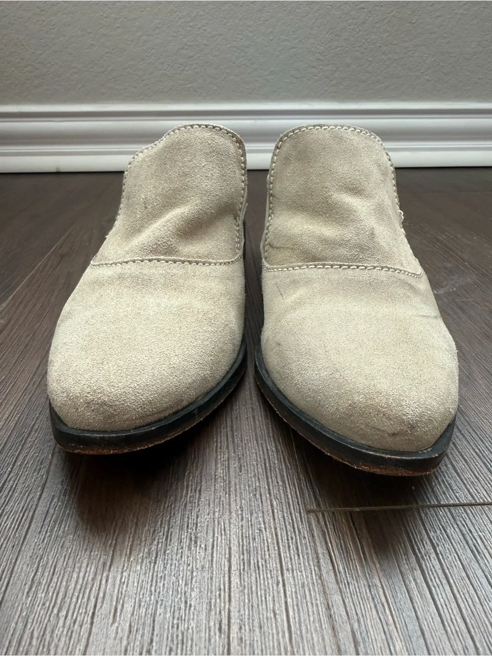Free People Brady Slip-on Loafers Suede Leather Light Tan Beige Shoes Pointed